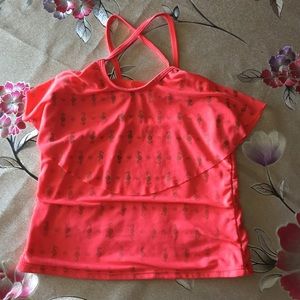 Pink seahorse kids top